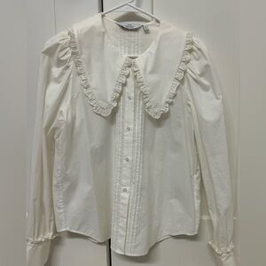& Other Stories Atelier, White Ruffled Collar Blouse